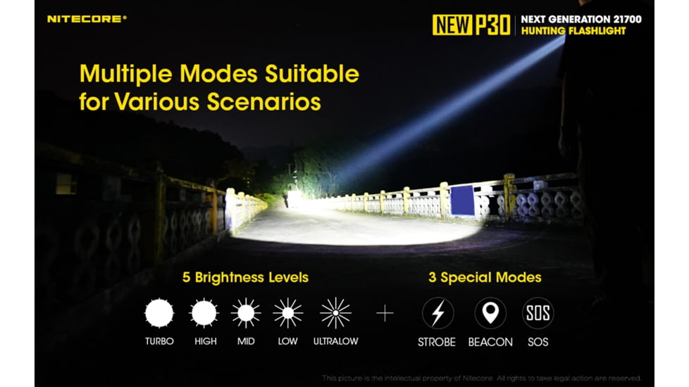 Nitecore NEW P30 Hunting Kit with LumenTac Offset Mount and AC USB Adapter, Black, 6952506405879