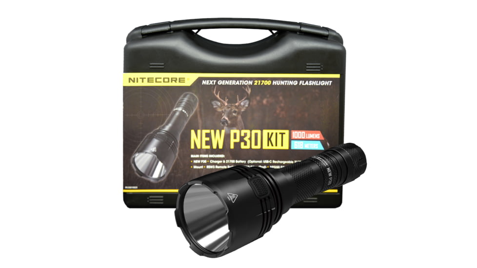 Nitecore NEW P30 Hunting Kit with LumenTac Offset Mount and AC USB Adapter, Black, 6952506405879