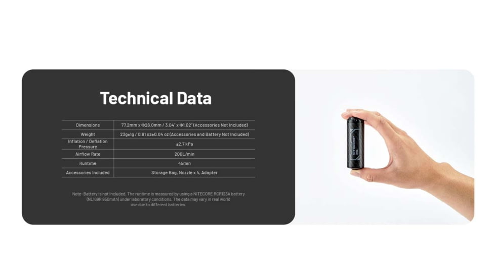 Nitecore AP05C Ultra Lightweight Air Pump