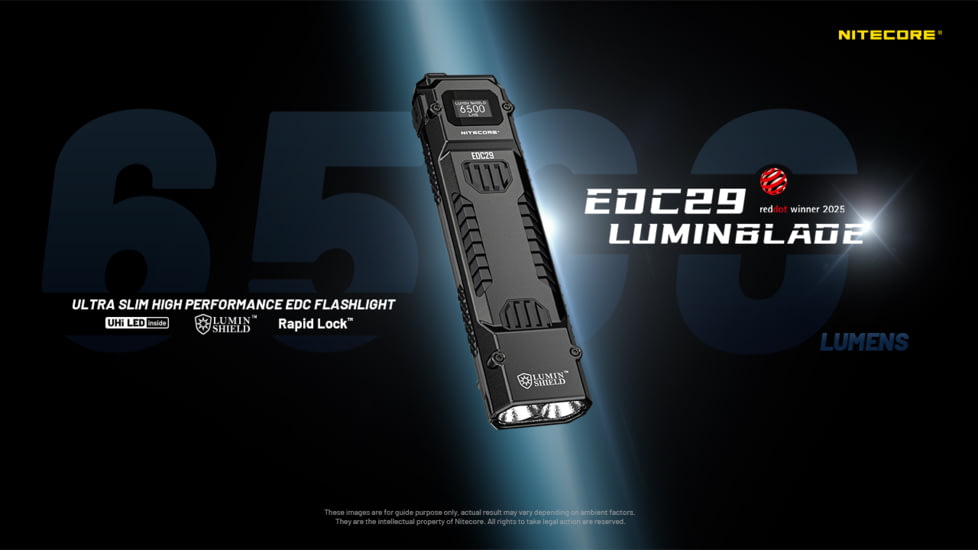 Nitecore EDC29 6500 Lumen 2500 Li-Ion USB-C Rechargeable LED Flat EDC Flashlight