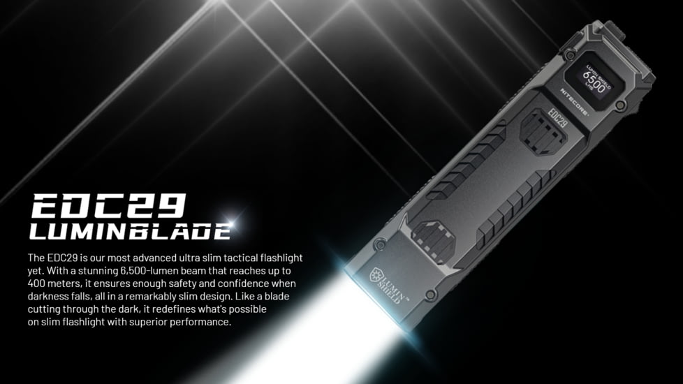 Nitecore EDC29 6500 Lumen 2500 Li-Ion USB-C Rechargeable LED Flat EDC Flashlight