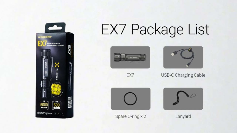 Nitecore EX7 USB-C Rechargeable 6000 Lumens LED Flashlight