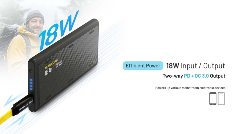 Nitecore NB Air 5000mAh Ultra Lightweight and Slim USB-C Power Bank