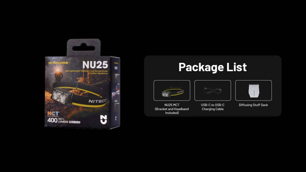Nitecore NU25 MCT USB-C Rechargeable 400 Lumens LED Multi-Temperature Headlamp