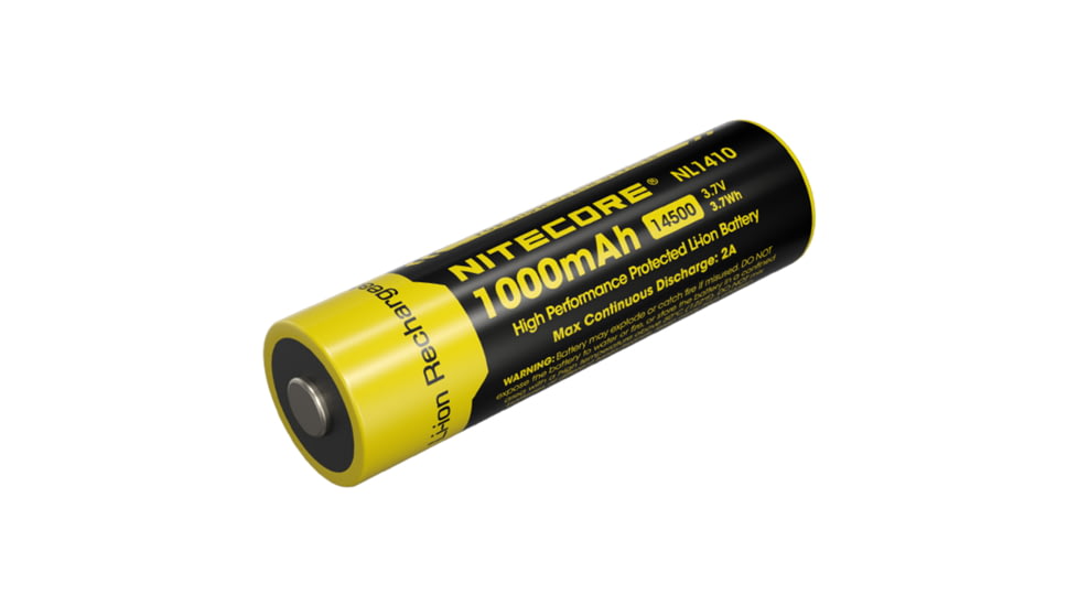 Nitecore NL1410 1000mAh Rechargeable 14500 Battery, Black/Yellow, 6952506496334