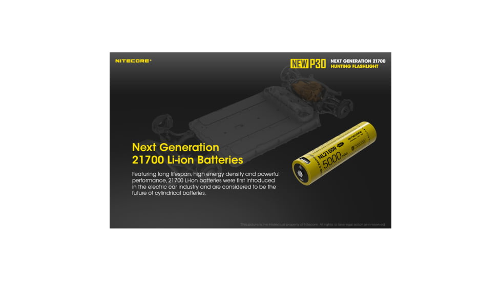 Nitecore NL2150R 21700 5000mAh USB-C Rechargeable Li-ion Battery, Yellow, 6952506493524