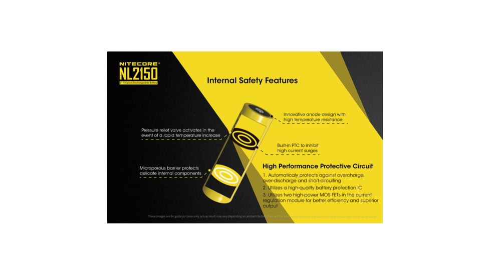 Nitecore NL2150R 21700 5000mAh USB-C Rechargeable Li-ion Battery, Yellow, 6952506493524