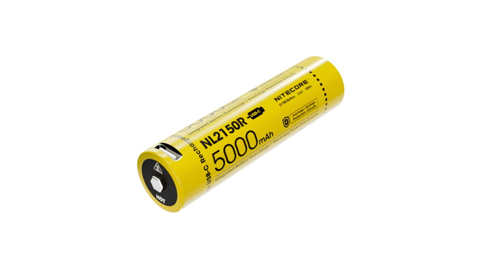 Nitecore NL2150R 21700 5000mAh USB-C Rechargeable Li-ion Battery, Yellow, 6952506493524