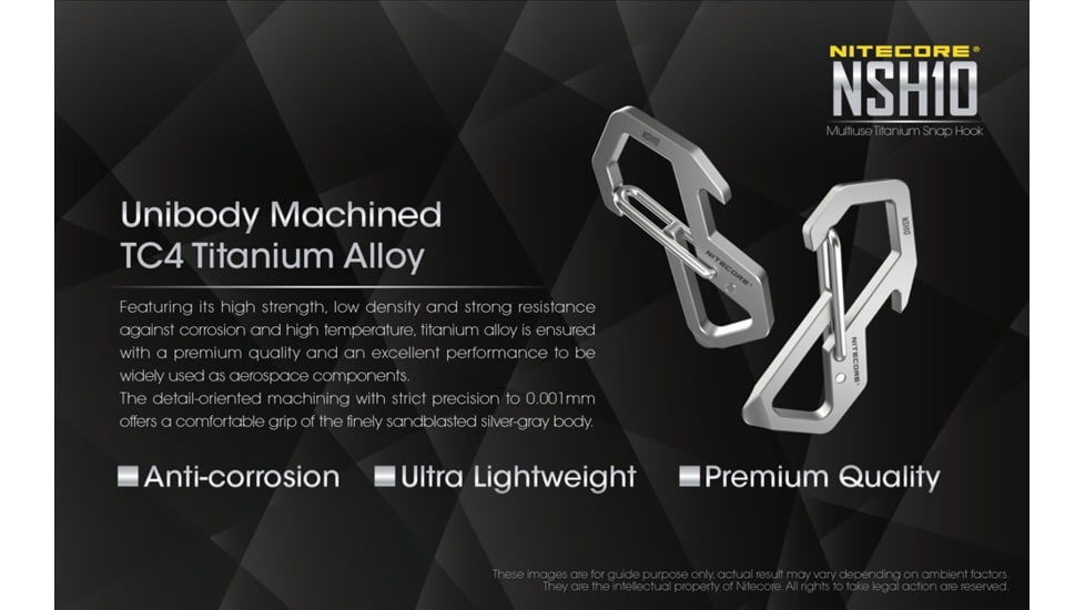 Nitecore NSH10 Titanium Carabiner Multi-Tool, Silver, 6952506493692