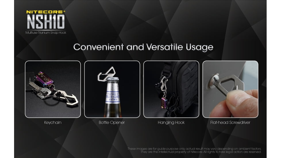 Nitecore NSH10 Titanium Carabiner Multi-Tool, Silver, 6952506493692