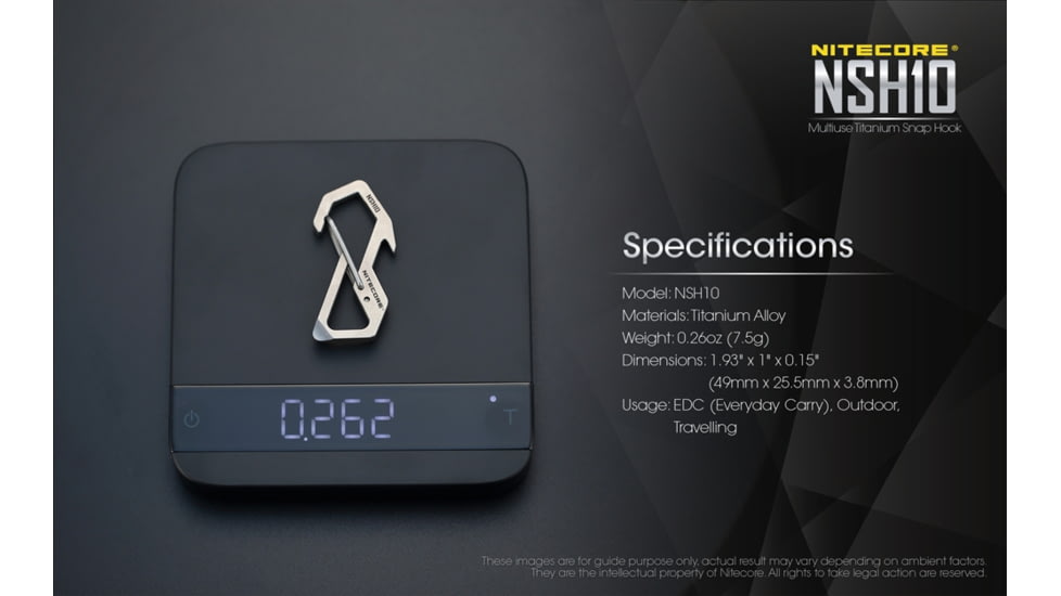 Nitecore NSH10 Titanium Carabiner Multi-Tool, Silver, 6952506493692