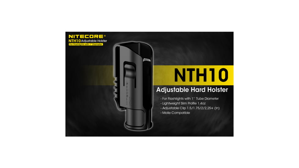 Nitecore NTH10 Rigid Flashlight Adjustable Holster, 1 inch Diameter, Black, 6952506493487