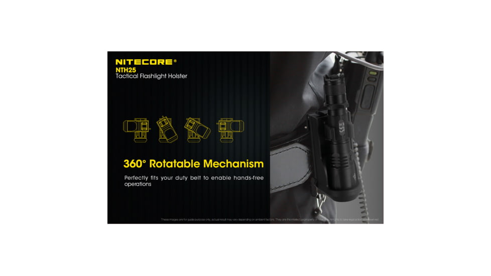 Nitecore NTH25 Rotary Flashlight Holster with Adjustable Belt Clip, Black, 6952506493265