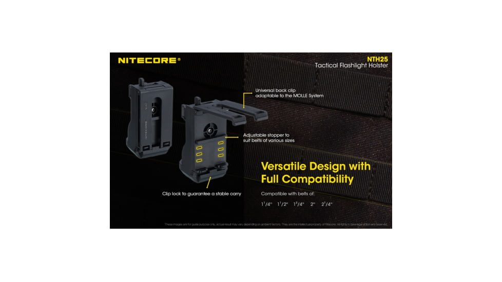 Nitecore NTH25 Rotary Flashlight Holster with Adjustable Belt Clip, Black, 6952506493265
