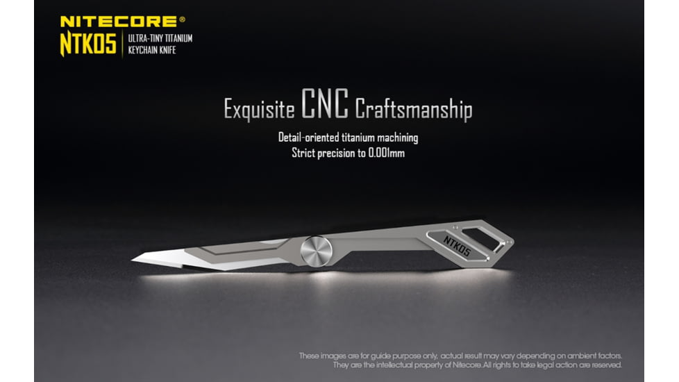 Nitecore NTK05 Titanium Folding Scalpel Keychain Knife, 2.17in, TC4 Titanium Alloy, SIlver, 6952506493098