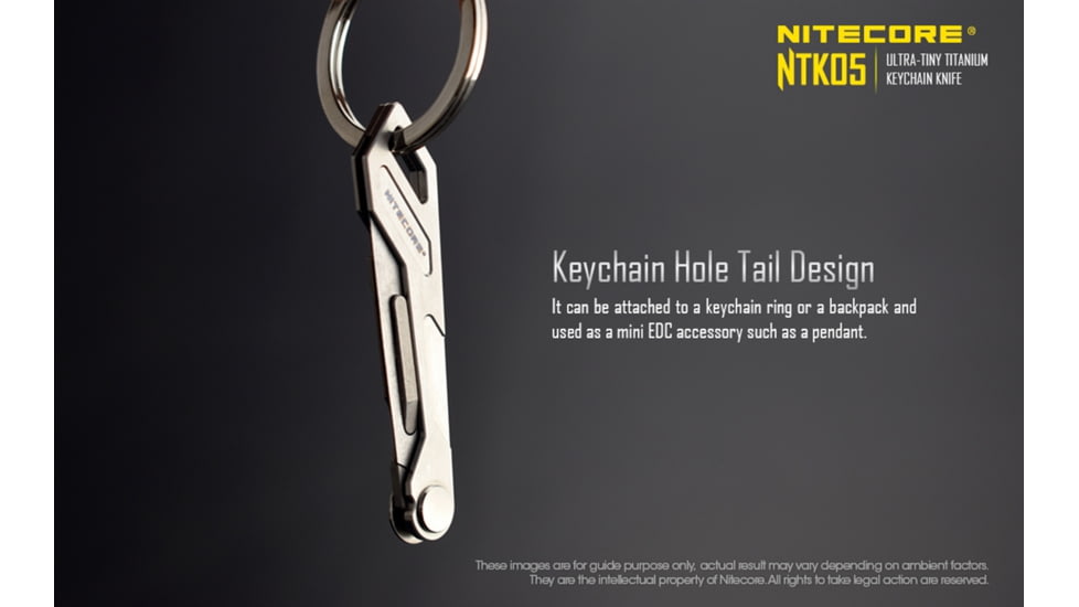 Nitecore NTK05 Titanium Folding Scalpel Keychain Knife, 2.17in, TC4 Titanium Alloy, SIlver, 6952506493098