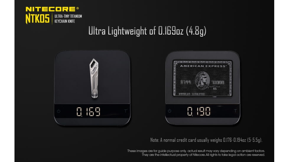 Nitecore NTK05 Titanium Folding Scalpel Keychain Knife, 2.17in, TC4 Titanium Alloy, SIlver, 6952506493098