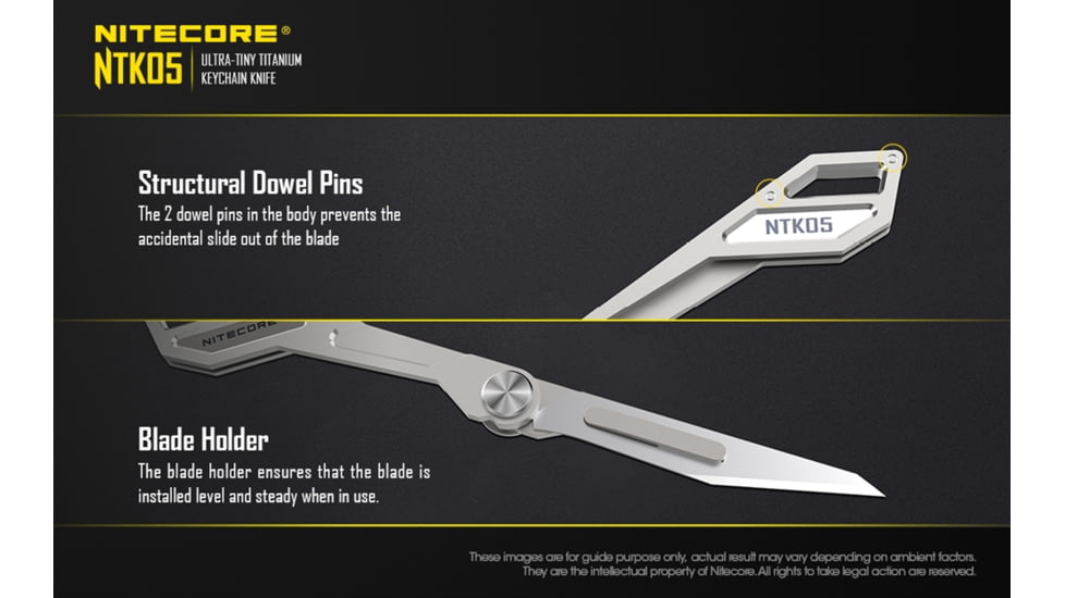 Nitecore NTK05 Titanium Folding Scalpel Keychain Knife, 2.17in, TC4 Titanium Alloy, SIlver, 6952506493098