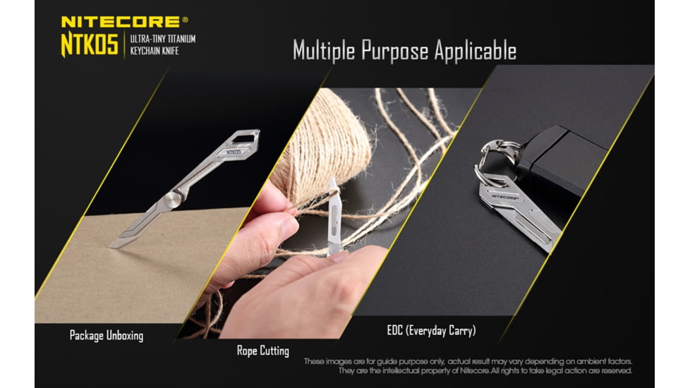 Nitecore NTK05 Titanium Folding Scalpel Keychain Knife, 2.17in, TC4 Titanium Alloy, SIlver, 6952506493098