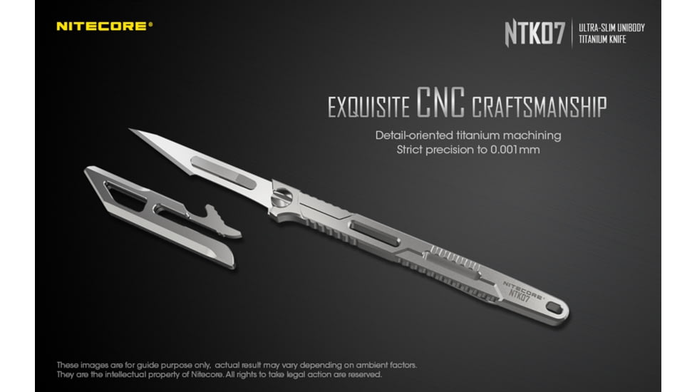 Nitecore NTK07 Titanium Knife, 4.51in, Silver, 6952506494088
