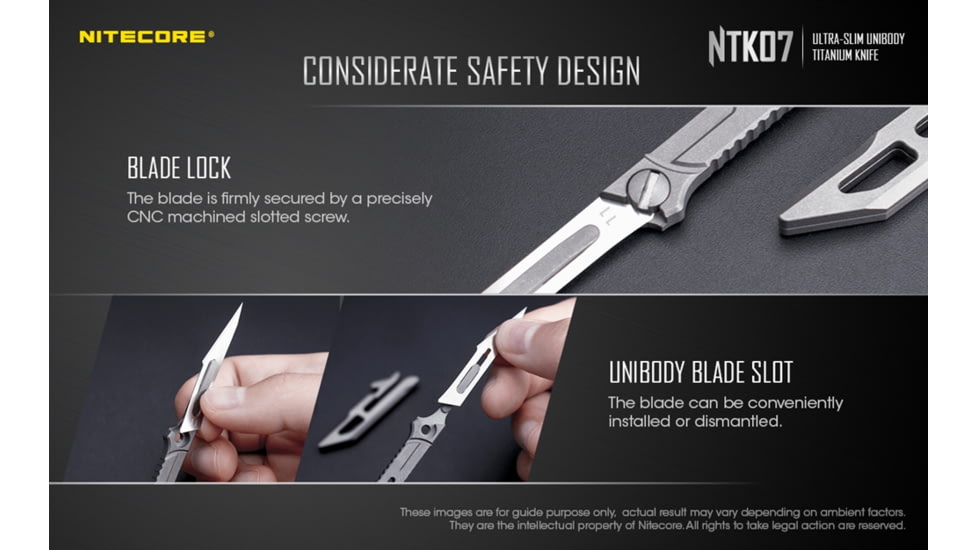 Nitecore NTK07 Titanium Knife, 4.51in, Silver, 6952506494088