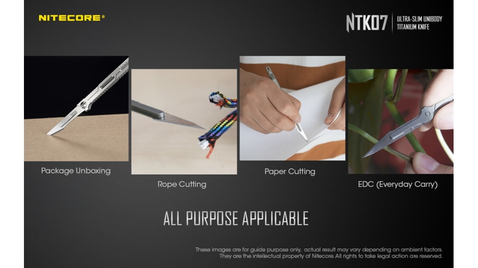 Nitecore NTK07 Titanium Knife, 4.51in, Silver, 6952506494088