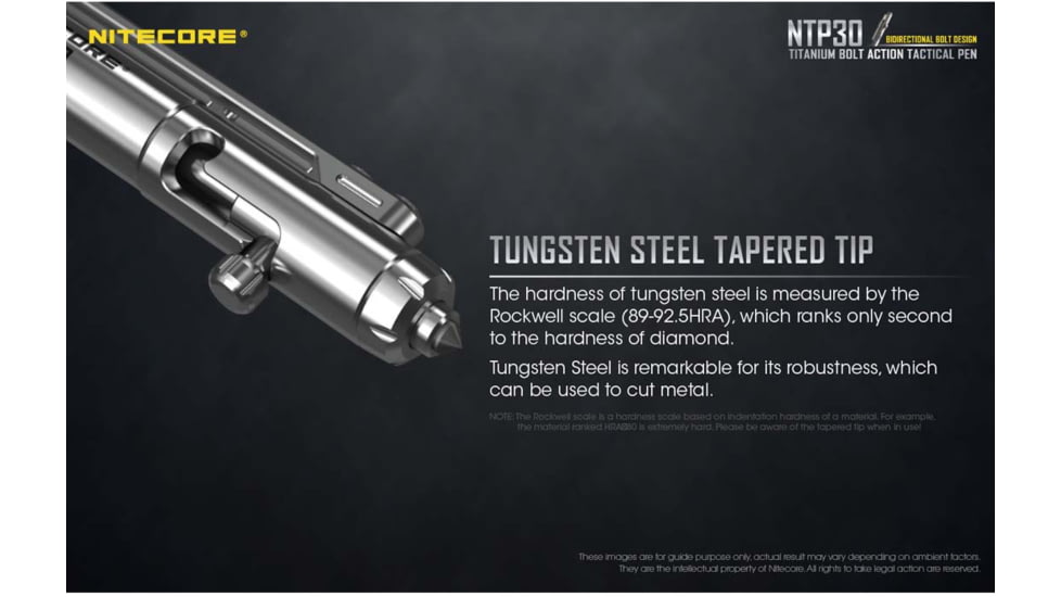 Nitecore NTP30 Titanium Bidirectional Bolt Action Tactical Pen, Silver, 6952506492879