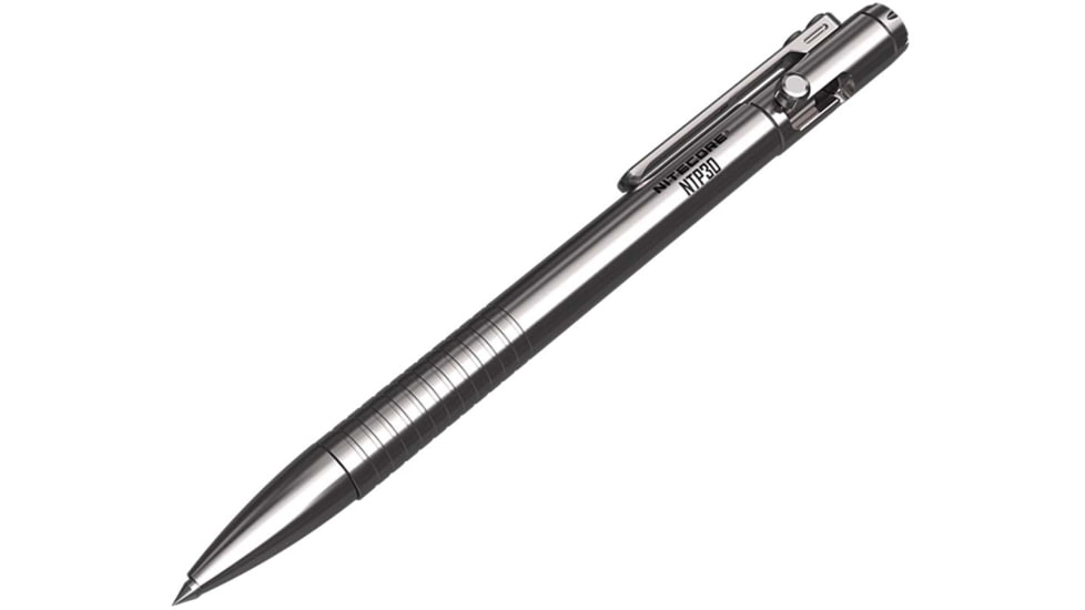Nitecore NTP30 Titanium Bidirectional Bolt Action Tactical Pen, Silver, 6952506492879