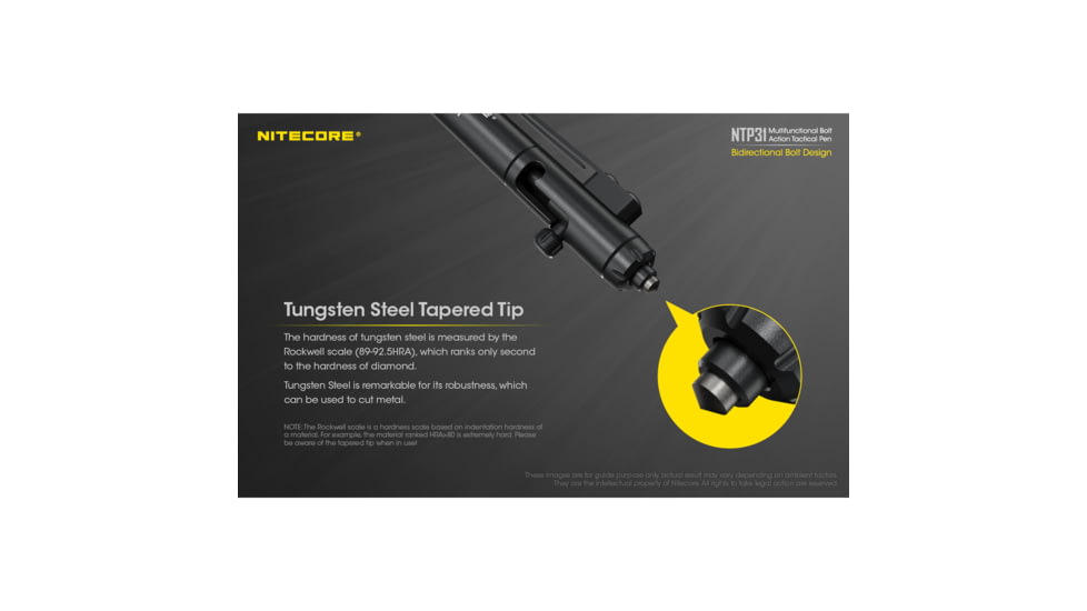 Nitecore NTP31 Bolt Action Tactical Pen, Black, 6952506494149