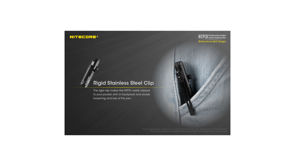 Nitecore NTP31 Bolt Action Tactical Pen, Black, 6952506494149
