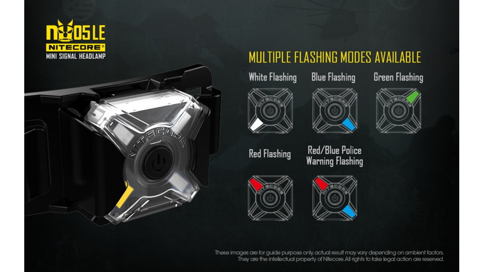 Nitecore NU05 LE White Blue Green Red Wearable USB Rechargeable Signal and Safety Light, Black, 6952506405121