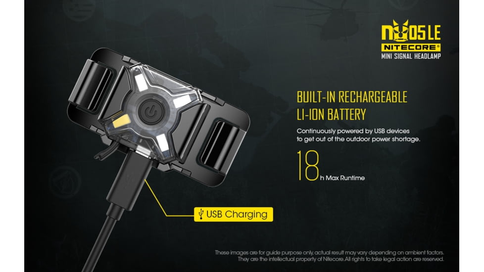 Nitecore NU05 LE White Blue Green Red Wearable USB Rechargeable Signal and Safety Light, Black, 6952506405121