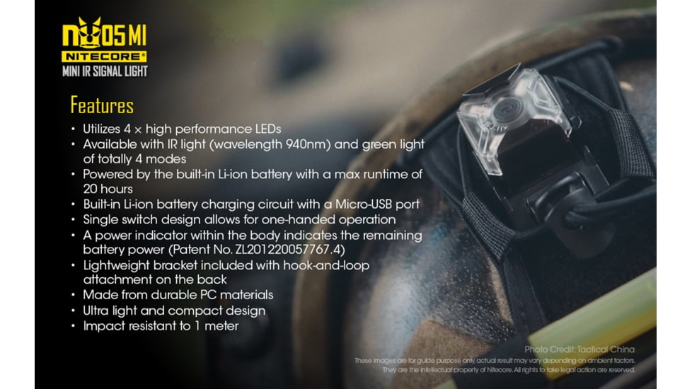 Nitecore NU05 MI Green and IR Infrared Wearable USB Rechargeable Signal Indicator Light, Black, 6952506405299