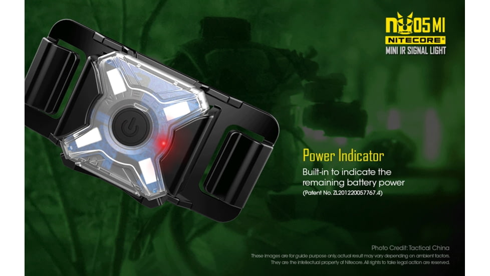 Nitecore NU05 MI Green and IR Infrared Wearable USB Rechargeable Signal Indicator Light, Black, 6952506405299