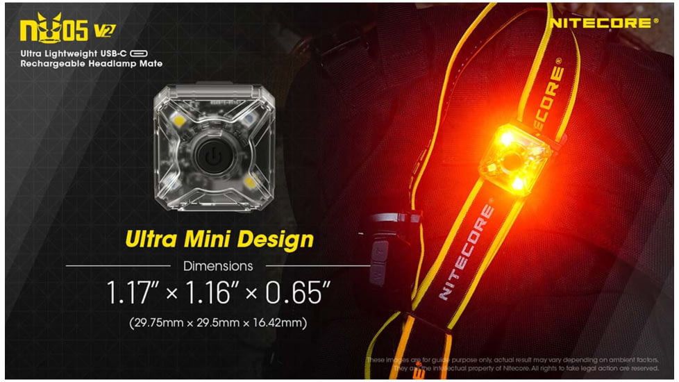 Nitecore NU05 v2 High Performance LED Rechargeable Red White Safety &amp; Signal Light, White/Red, 40 Lumens, Black, 6952506407286