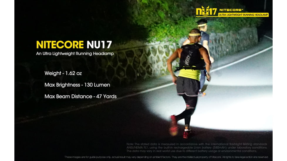 Nitecore NU17 Rechargeable Running Headlamp with Red Light and Reading Light, Black, 6952506405152