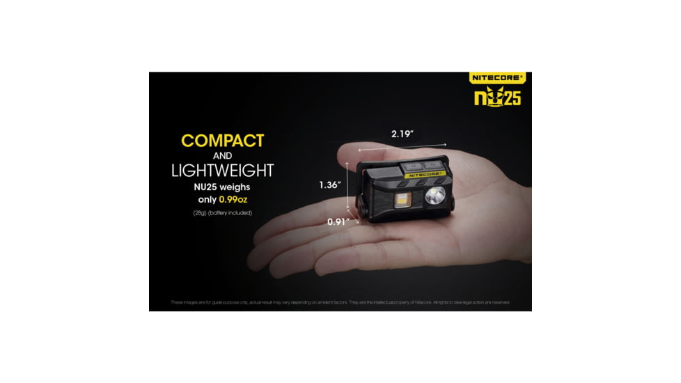 Nitecore NU25 360 Lumen Rechargeable Headlamp with White, Red, High CRI Triple Output White, White, 6952506404308