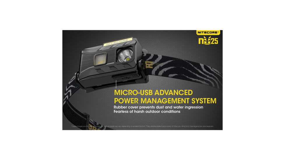 Nitecore NU25 360 Lumen Rechargeable Headlamp with White, Red, High CRI Triple Output White, White, 6952506404308