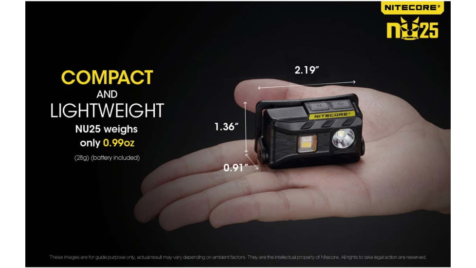 Nitecore NU25 360 Lumen Rechargeable Headlamp with White, Red, High CRI Triple Output, Yellow, 6952506404315