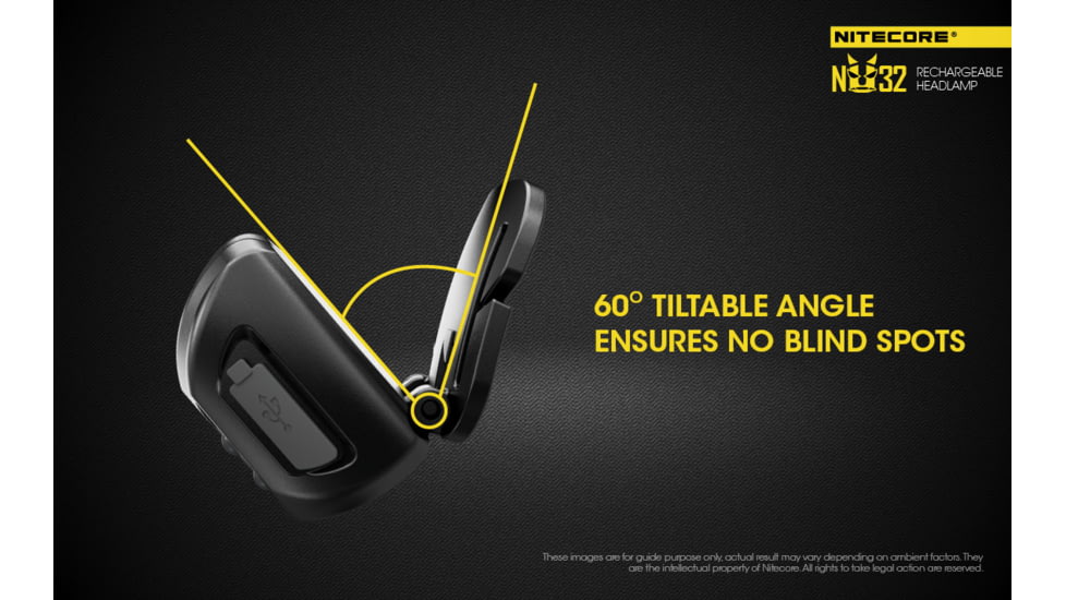 Nitecore NU32 1 x 3.7V Li-ion CREE XP-G3 S3 LED rechargeable Headlamp, 550 Lumens, Black, NU32