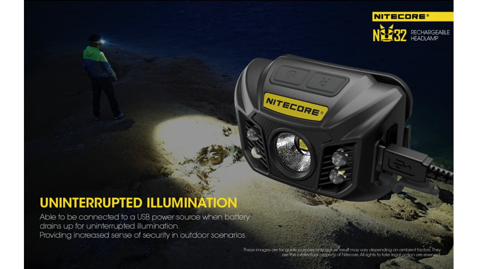Nitecore NU32 1 x 3.7V Li-ion CREE XP-G3 S3 LED rechargeable Headlamp, 550 Lumens, Black, NU32
