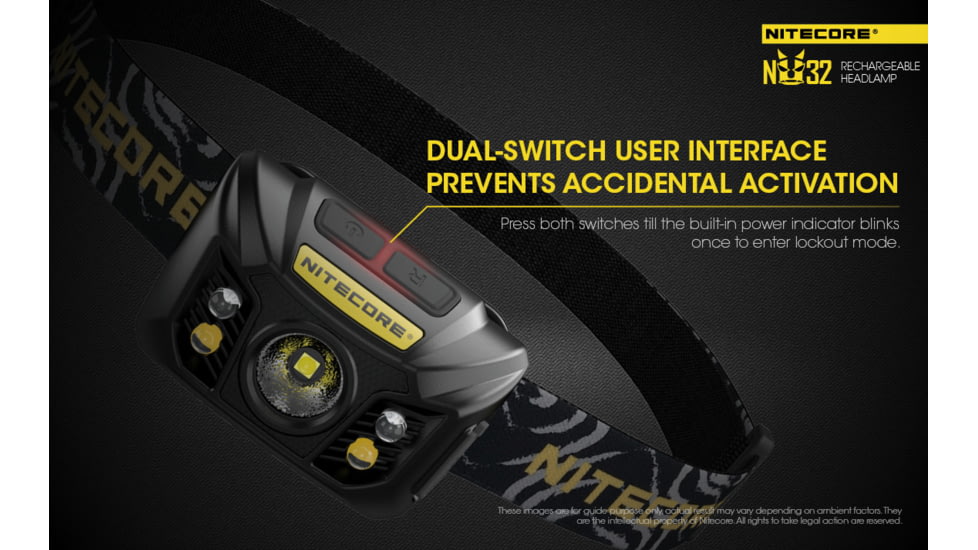 Nitecore NU32 1 x 3.7V Li-ion CREE XP-G3 S3 LED rechargeable Headlamp, 550 Lumens, Black, NU32