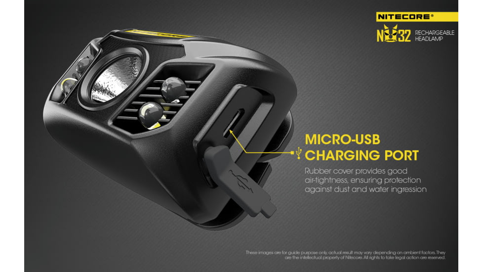 Nitecore NU32 1 x 3.7V Li-ion CREE XP-G3 S3 LED rechargeable Headlamp, 550 Lumens, Black, NU32