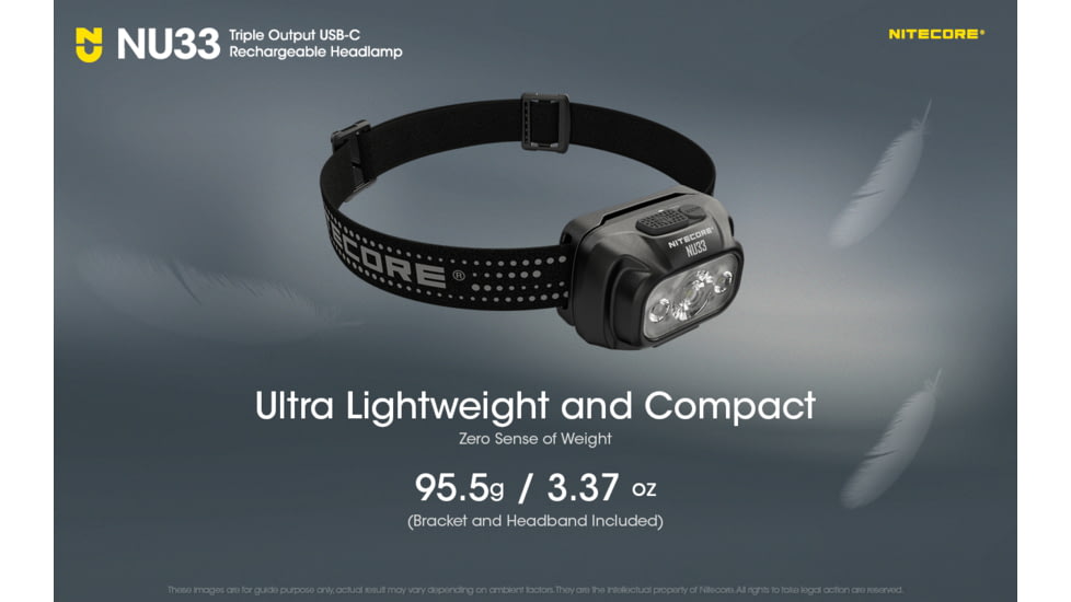 Nitecore NU33 Triple Output Rechargeable LED Headlamp, 700 Lumens, USB-C, Black, FL-NITE-NU33-BK