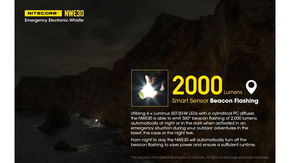 Nitecore NWE30 Emergency Electronic Whistle, Black, 6952506406128