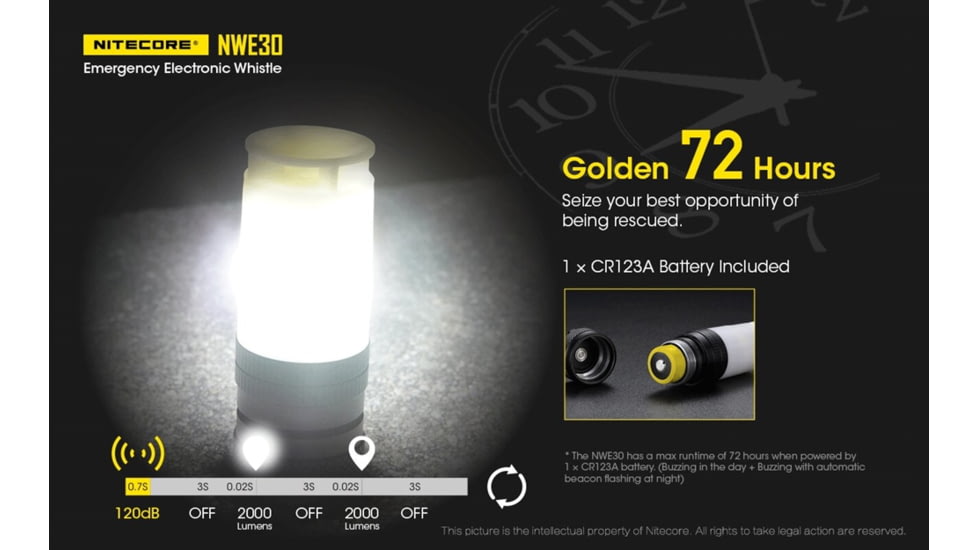 Nitecore NWE30 Emergency Electronic Whistle, Black, 6952506406128