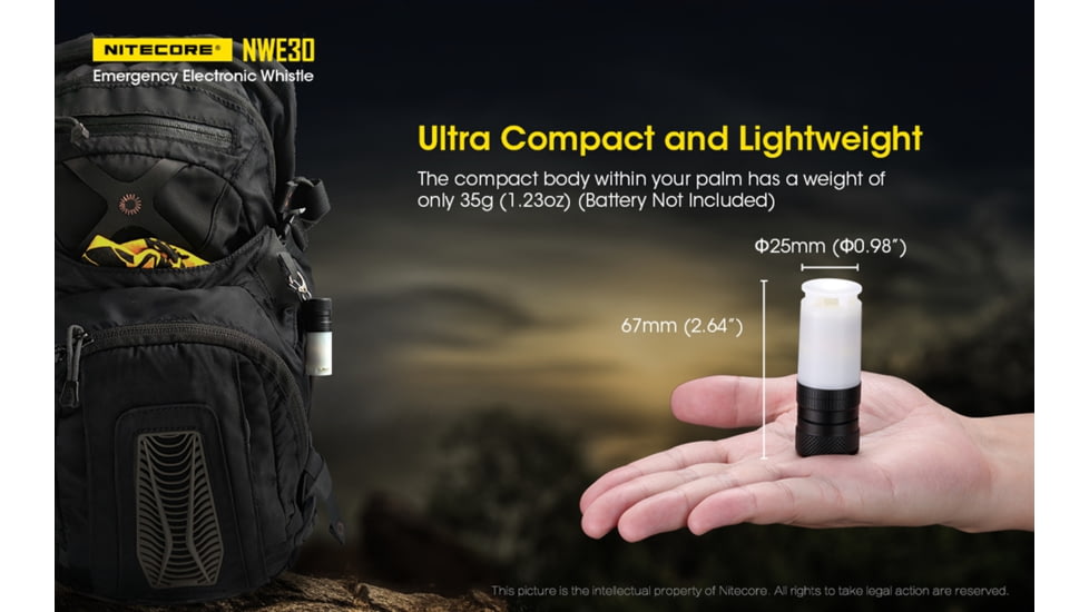 Nitecore NWE30 Emergency Electronic Whistle, Black, 6952506406128