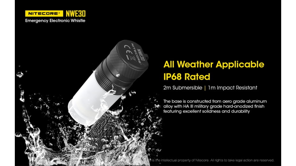 Nitecore NWE30 Emergency Electronic Whistle, Black, 6952506406128