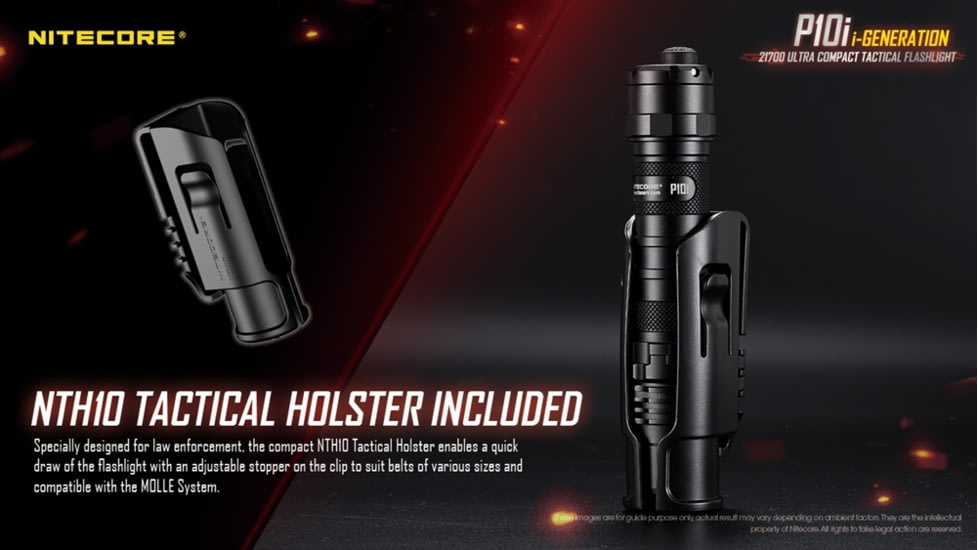 Nitecore P10i 1800 Lumen USB-C Rechargeable Flashlight, Black, 6952506406500