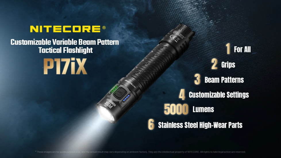 Nitecore P17iX Compact 5000 Lumen 21700 I-Series Rechargeable Li-Ion LED Tactical Flashlight w/ Customizable Controls